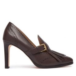 Półbuty LAUREN RALPH LAUREN. Brązowe półbuty damskie Lauren Ralph Lauren, bez wzorów, bez obcasa, na obcasie, bez zapięcia. Za 1,199.00 zł.