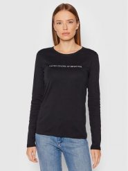 United Colors Of Benetton Bluzka 3GA2E16G0 Czarny Regular Fit. Czarne bluzki damskie United Colors Of Benetton, m, bez wzorów, z bawełny, bez kołnierzyka, bez ramiączek. Za 59.99 zł.