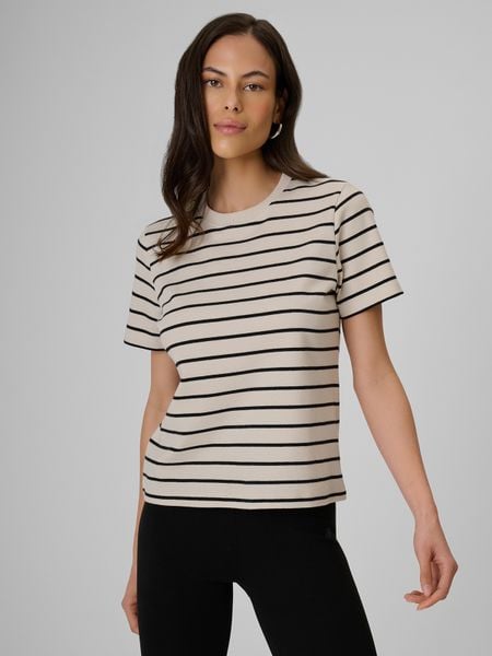 4F T-shirt relaxed z nadrukiem damski - kremowy XL. Białe t-shirty damskie 4f, xl, bez wzorów, z bawełny, bez kołnierzyka. Za 69.99 zł.