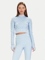 Guess Bluzka W5BP48 K7182 Błękitny Slim Fit. Niebieskie bluzki damskie Guess, l, z aplikacjami, z syntetyku, bez kołnierzyka, bez ramiączek. Za 379.99 zł.