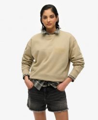 Superdry Damska Bluza Sport Luxe Loose Crew – Bawełna i Poliester Recyklingowany. Brązowe bluzy sportowe damskie Superdry., bez wzorów, z bawełny, bez kaptura. Za 322.70 zł.