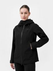 4F Kurtka trekkingowa membrana 10000 damska S. Czarne płaszcze damskie 4f, m, bez wzorów, z hardshellu, bez kaptura. W wyprzedaży za 79.99 zł.