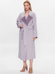 Calvin Klein Płaszcz wełniany K20K205855 Fioletowy Regular Fit. Fioletowe płaszcze damskie Calvin Klein, na zimę, bez wzorów, z wełny, bez kaptura. Za 2,389.00 zł.
