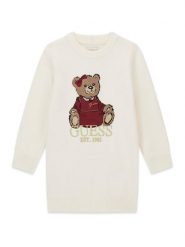 Guess Sukienka dzianinowa K6BK08 Z1308 Kremowy Regular Fit. Białe sukienki dla dziewczynek Guess, z aplikacjami, z dzianiny, bez ramiączek. Za 214.99 zł.