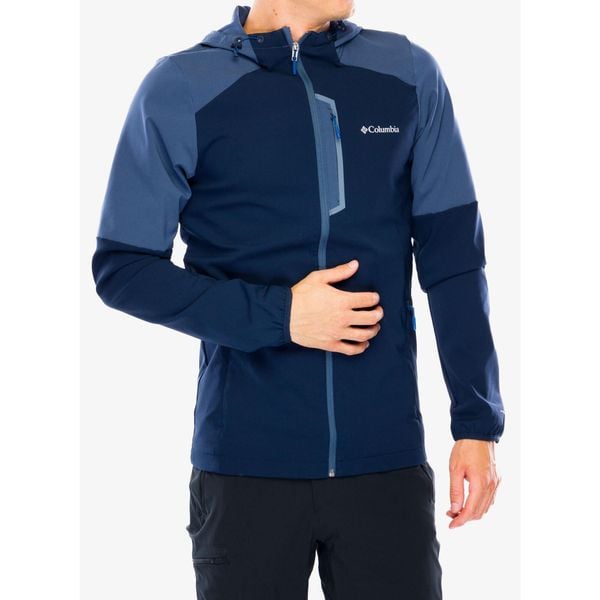 Kurtka softshell męska Columbia Columbia Tech Softshell Hoodie. Niebieskie kurtki męskie Columbia, m, bez wzorów, z softshellu, trekkingowe. Za 303.99 zł.