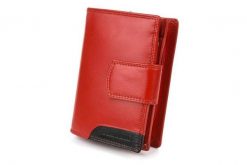 Damski skórzany portfel duży pionowy RFiD czerwony BELTIMORE 039. Czerwone portfele damskie bez wzorów. Za 76.90 zł.