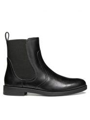 Geox Sztyblety D Esmeena D6811D 43 C9999 Czarny. Czarne botki damskie Geox, ze skóry, bez obcasa, na płaskiej podeszwie, bez zapięcia. Za 549.99 zł.