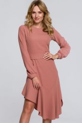 Asymetryczna sukienka z falbaną w stylu flamenco. Sukienki damskie Sukienki.shop, l, bez wzorów, wizytowe, z asymetrycznym kołnierzem, bez ramiączek, asymetryczne. W wyprzedaży za 223.00 zł.