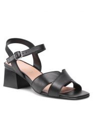 Lasocki Sandały U701 Czarny. Czarne klapki damskie Lasocki, bez wzorów, ze skóry, bez obcasa, na słupku, bez zapięcia. Za 229.99 zł.