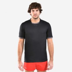 Koszulka do rugby męska Offload R100. Brązowe koszulki sportowe męskie OFFLOAD, m, bez wzorów, z elastanu, bez kołnierzyka, bez ramiączek. Za 49.99 zł.