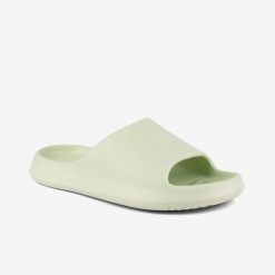 Klapki damskie Coqui matcha z tkaniny Coquiair. Brązowe klapki damskie Coqui, bez wzorów, z materiału, bez obcasa. Za 112.99 zł.