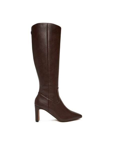 Nine West Kozaki CEO-SAWSAN-01 Brązowy. Brązowe kozaki damskie Nine West, z materiału, bez obcasa, na słupku. Za 299.99 zł.