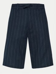 S.Oliver Szorty materiałowe 2143831 Granatowy Relaxed Fit. Niebieskie szorty męskie S.Oliver, m, bez wzorów, ze lnu. Za 159.99 zł.