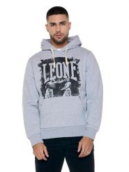 Bluza wygodny z bawełna z kaptur na co dzień. Szare bluzy męskie LEONE 1947 APPAREL, xl, bez wzorów, z bawełny, bez kaptura. Za 303.12 zł.