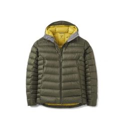 Kurtka trekkingowa puchowa męska Electron Pro Hoody. Zielone kurtki męskie RAB, m, bez wzorów, z puchu, sportowe, z kapturem. Za 1,419.99 zł.