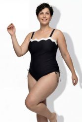Damskie Strój kąpielowy miękkie miseczki odczepiane ramiączka. Czarne kostiumy jednoczęściowe damskie Ulla Popken, plus size, bez wzorów, z elastanu, plus size, do pływania. Za 223.99 zł.