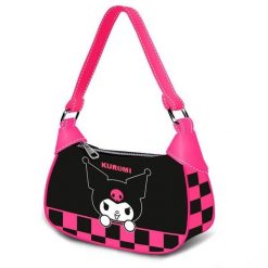 Torebka damska OcioStock Hello Kitty Kuromi. Czarne torebki do ręki damskie Hello Kitty, bez wzorów, z materiału, biznesowe, z nadrukiem, bez dodatków. Za 147.00 zł.