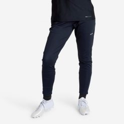 Spodnie do piłki nożnej damskie Kipsta Viralto. Czarne spodnie materiałowe damskie KIPSTA, s, bez wzorów, z elastanu, na fitness i siłownię. Za 99.99 zł.