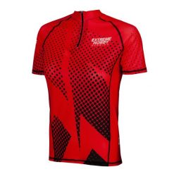 Koszulka biegowa damska z zamkiem i krótkim rękawem EXTREME HOBBY HALFTONE. Czerwone koszulki sportowe damskie EXTREME HOBBY, l, bez wzorów, z elastanu, bez kołnierzyka, bez ramiączek, do biegania. Za 159.00 zł.
