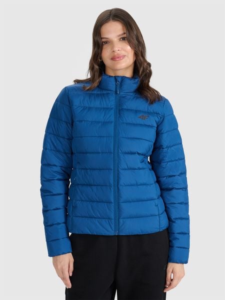 4F Kurtka puchowa z wypełnieniem syntetycznym damska - granatowa XS. Niebieskie kurtki damskie 4f, na wiosnę, uniwersalny, bez wzorów, z dzianiny, bez kaptura. Za 249.99 zł.