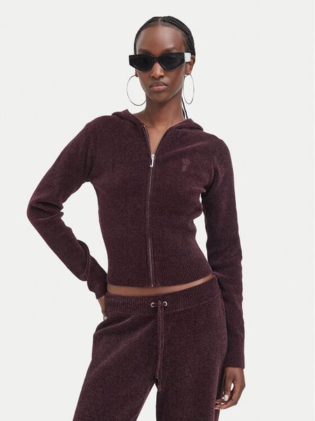 Juicy Couture Bluza JCWEB005 Bordowy Regular Fit. Czerwone bluzy damskie Juicy Couture, m, bez wzorów, bez kaptura. Za 599.99 zł.