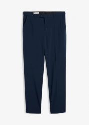 Spodnie garniturowe ze stretchem, z elastyczną talią, modern fit. Niebieskie eleganckie spodnie męskie bonprix, m, bez wzorów. Za 179.99 zł.