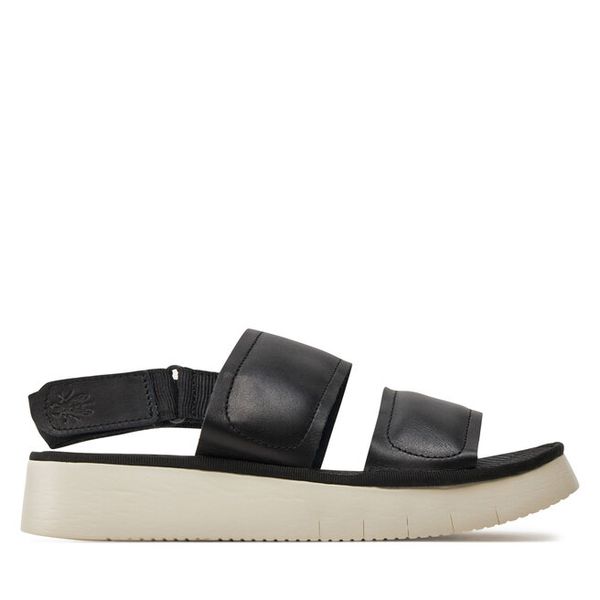 Sandały Fly London. Czarne sandały damskie Fly London, bez wzorów, bez obcasa, na płaskiej podeszwie, bez zapięcia. Za 379.99 zł.