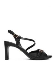 GINO ROSSI Sandały EO-GL15-986-1 Czarny. Czarne sandały damskie Gino Rossi, bez wzorów, ze skóry, bez obcasa, na słupku, bez zapięcia. Za 379.99 zł.