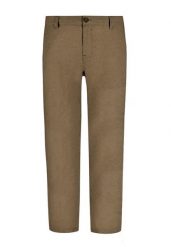 Lniane spodnie chinosy, Comfort Fit, R-LINN. Brązowe eleganckie spodnie męskie Volcano, m, bez wzorów, z bawełny. Za 179.99 zł.