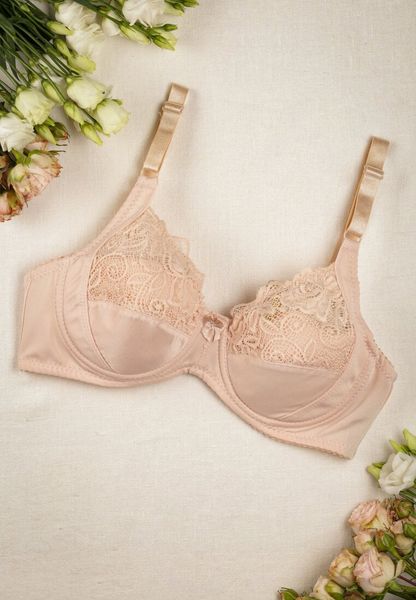 Jasnobeżowy Klasyczny Biustonosz z Koronkowymi Wstawkami Alinva. Brązowe biustonosze Born2be, bez wzorów, z koronki. Za 14.99 zł.