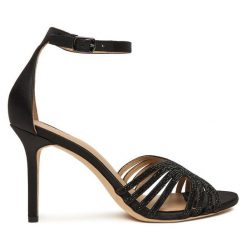 Sandały LAUREN RALPH LAUREN. Czarne sandały damskie Lauren Ralph Lauren, bez wzorów, bez obcasa, na szpilce, bez zapięcia. Za 799.99 zł.