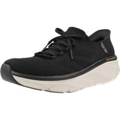 Buty SKECHERS DLUX WALKER 2.0 SLIP-INS Czarny. Czarne trampki i tenisówki damskie Skechers, bez wzorów, z materiału, bez zapięcia. Za 329.99 zł.