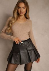 Ciemnobeżowy Sweter z Bawełną z Prążkowanej Dzianiny Reisaria. Brązowe swetry dla dziewczynek Renee, bez wzorów, z bawełny, casualowe, bez kołnierzyka, bez ramiączek, bez kaptura. Za 49.99 zł.