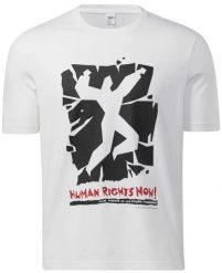 Reebok T-shirt m19ski Human Rights Now! 100% bawe42na. Białe t-shirty męskie Reebok, na lato, m, bez wzorów, z bawełny, klasyczne, bez kołnierzyka. Za 171.99 zł.
