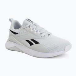 Buty treningowe damskie Reebok Nanoflex Tr 2. Szare obuwie sportowe damskie Reebok, bez wzorów, z gumy, na fitness i siłownię. Za 329.99 zł.