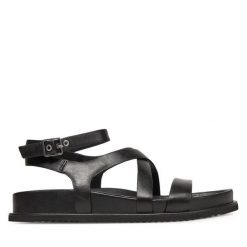 Sandały Tamaris. Czarne sandały damskie Tamaris, bez wzorów, bez obcasa, na płaskiej podeszwie, bez zapięcia. Za 339.99 zł.