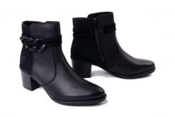 RIEKER Y2066-00 black, botki damskie. Czarne botki damskie Rieker, bez obcasa, na obcasie, bez zapięcia. Za 355.91 zł.