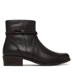 Botki Caprice. Brązowe botki damskie Caprice, bez obcasa, na płaskiej podeszwie, bez zapięcia. Za 339.99 zł.