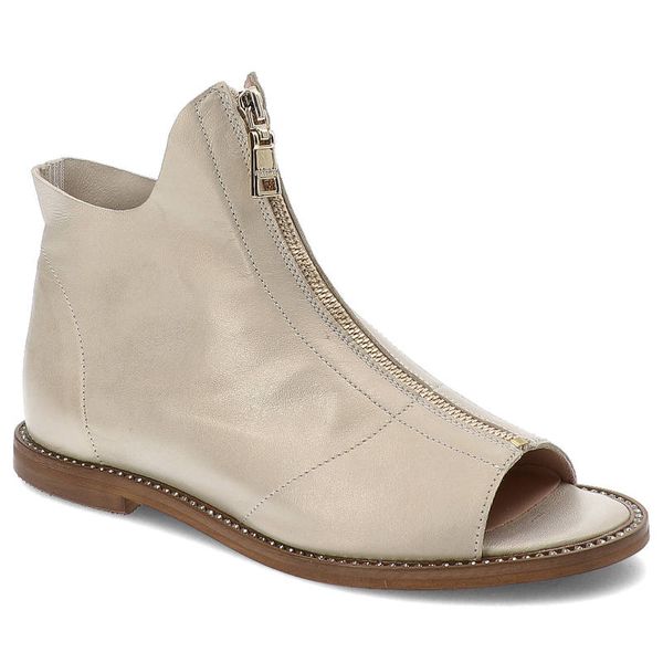 Złote Sandały Lamanti Stylowe Buty Na Lato. Żółte sandały damskie LAMANTI, bez wzorów, ze skóry, bez obcasa, bez zapięcia. Za 309.00 zł.