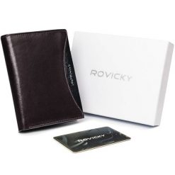 Portfel męski brązowy z czarną wstawką Rovicky 1502-03-BOR-1157 BRO. Brązowe portfele męskie ROVICKY, bez wzorów, ze skóry. Za 61.99 zł.
