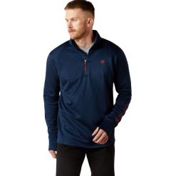 Polaż 1/2 Zip Ariat Team EQ. Niebieskie bluzy męskie Ariat, bez wzorów, z polaru, bez kaptura. Za 378.50 zł.
