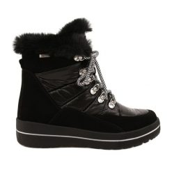 Czarne Śniegowce Waterproof Caprice 26240-29 019. Czarne śniegowce i trapery damskie z futra. W wyprzedaży za 184.76 zł.