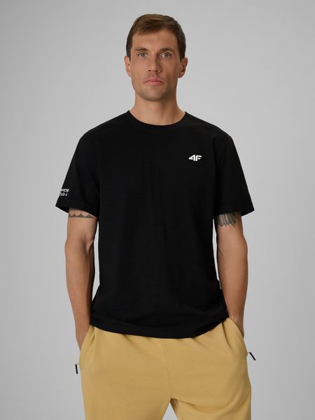 4F T-shirt regular gładki męski - czarny M. Czarne t-shirty męskie 4f, m, bez wzorów, z bawełny, bez kołnierzyka. Za 69.99 zł.