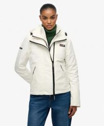 Superdry Damska kurtka wiatrówka górska z kapturem slim z poliestru z. Białe kurtki damskie Superdry., bez wzorów, z materiału, z kapturem. Za 418.20 zł.
