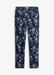 Spodnie z diagonalu ze wzorem w kwiatki. Niebieskie spodnie materiałowe damskie bonprix, bez wzorów. Za 159.99 zł.
