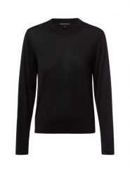 Armani Exchange Sweter Kobiety wełna ze strzyży czarny, XS. Czarne swetry damskie Armani Exchange, xs, bez wzorów, prążkowane, bez kołnierzyka, bez ramiączek, bez kaptura. Za 329.95 zł.