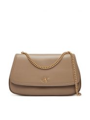 Calvin Klein Torebka Ck Convertible Chain Medium Bag LV04F3171G Beżowy. Brązowe torebki do ręki damskie Calvin Klein, bez wzorów, ze skóry, wizytowe, bez dodatków. Za 649.99 zł.