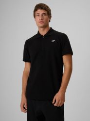 4F Koszulka polo regular męska - czarna XL. Czarne koszulki polo męskie 4f, m, bez wzorów, z dzianiny, biznesowe, bez ramiączek. Za 99.99 zł.