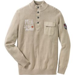 Sweter ze stójką Regular Fit bonprix piaskowy. Swetry przez głowę męskie marki bonprix. Za 59.99 zł.