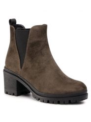 Jenny Fairy Botki WS2902-10 Zielony. Zielone botki damskie Jenny Fairy, z materiału, bez obcasa, na słupku, bez zapięcia. Za 62.99 zł.